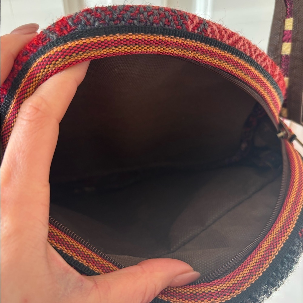 Boho Round Crossbody Bag in Red and Black - Picture 6 of 12